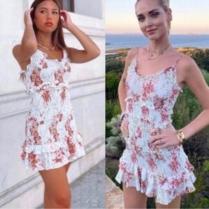 Zara Floral Ruffle Hem Dress